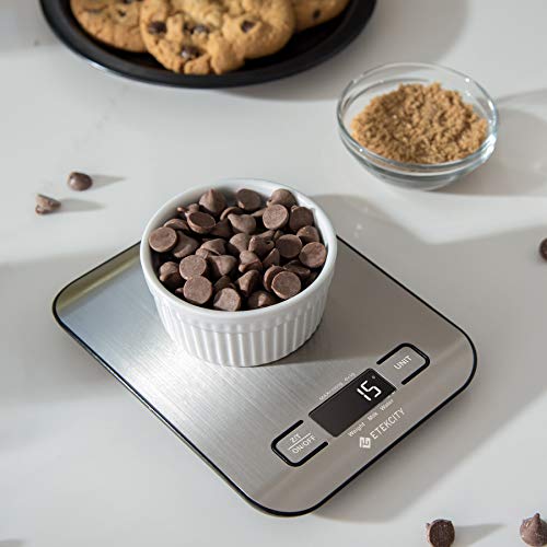 Etekcity Food Scale, Digital Kitchen Scale, 304 Stainless Steel, Weight in Grams and Ounces for Baking, Cooking, and Meal Prep, LCD Display, Medium