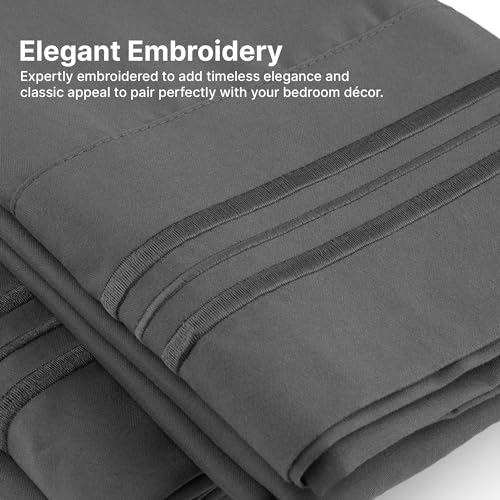 King 6 Piece Sheet Set - Breathable & Cooling Bed Sheets - Hotel Luxury Bed Sheets for Women, Men, Kids & Teens - Bedding w/ Deep Pockets & Easy Fit - Soft & Wrinkle Free - King Dark Grey Sheets